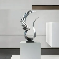 Phoenix Inferno 102cm Silver Metal Indoor Sculpture