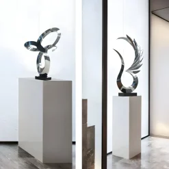 Phoenix Inferno 102cm Silver Metal Indoor Sculpture