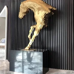 Pixel Horse 160cm Gold Metal Garden Sculpture