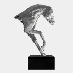 Pixel Horse 200cm Silver Metal Garden Sculpture
