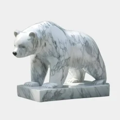 Polar Bear 65cm White Marble Garden Statue v2