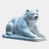 Polar Bear 65cm White Marble Garden Statue v1