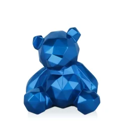 Polygon Bear 20cm Blue Resin Indoor Sculpture