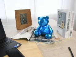 Polygon Bear 20cm Blue Resin Indoor Sculpture