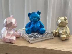 Polygon Bear 20cm Blue Resin Indoor Sculpture