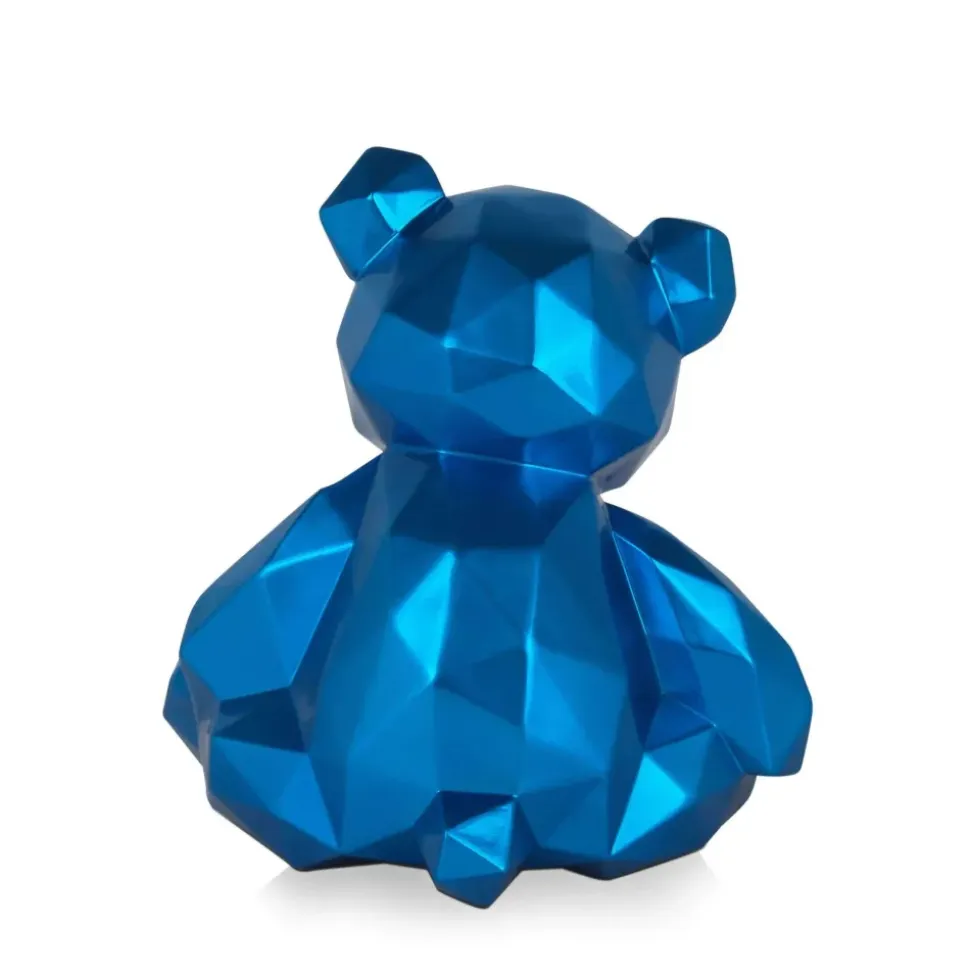 Polygon Bear 30cm Blue Resin Indoor Sculpture