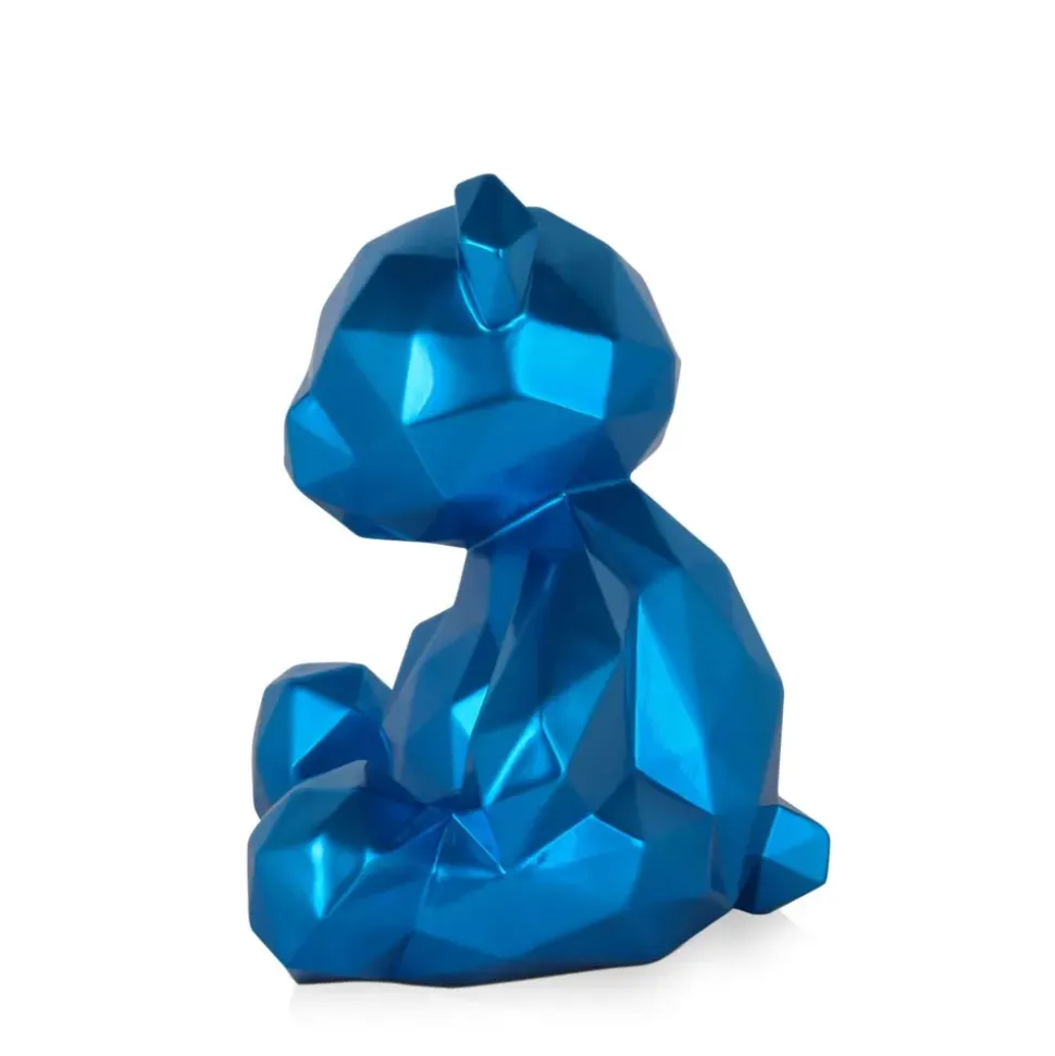Polygon Bear 30cm Blue Resin Indoor Sculpture