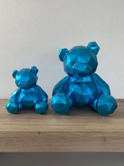 Polygon Bear 30cm Blue Resin Indoor Sculpture
