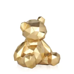 Polygon Bear 20cm Gold Resin Indoor Sculpture