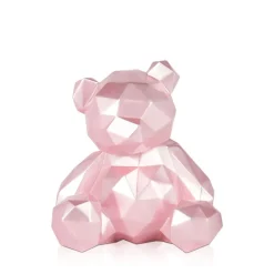 Polygon Bear 20cm Pink Resin Indoor Sculpture