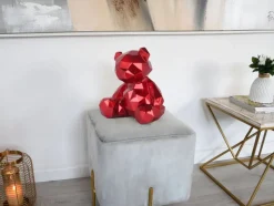Polygon Bear 30cm Red Resin Indoor Sculpture