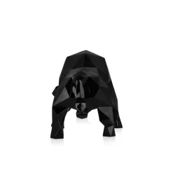 Polygon Bull 25cm Black Resin Indoor Sculpture