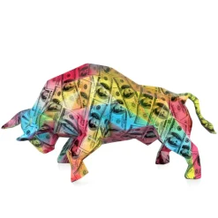 Polygon Bull 25cm Multicoloured Resin Indoor Sculpture