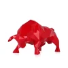 Polygon Bull 25cm Red Resin Indoor Sculpture