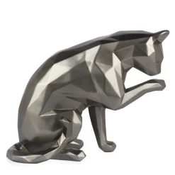 Polygon Cat 24cm Anthracite Resin Indoor Sculpture