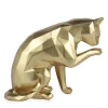 Polygon Cat 24cm Gold Resin Indoor Sculpture