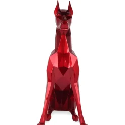Polygon Doberman 82cm Red Resin Indoor Sculpture