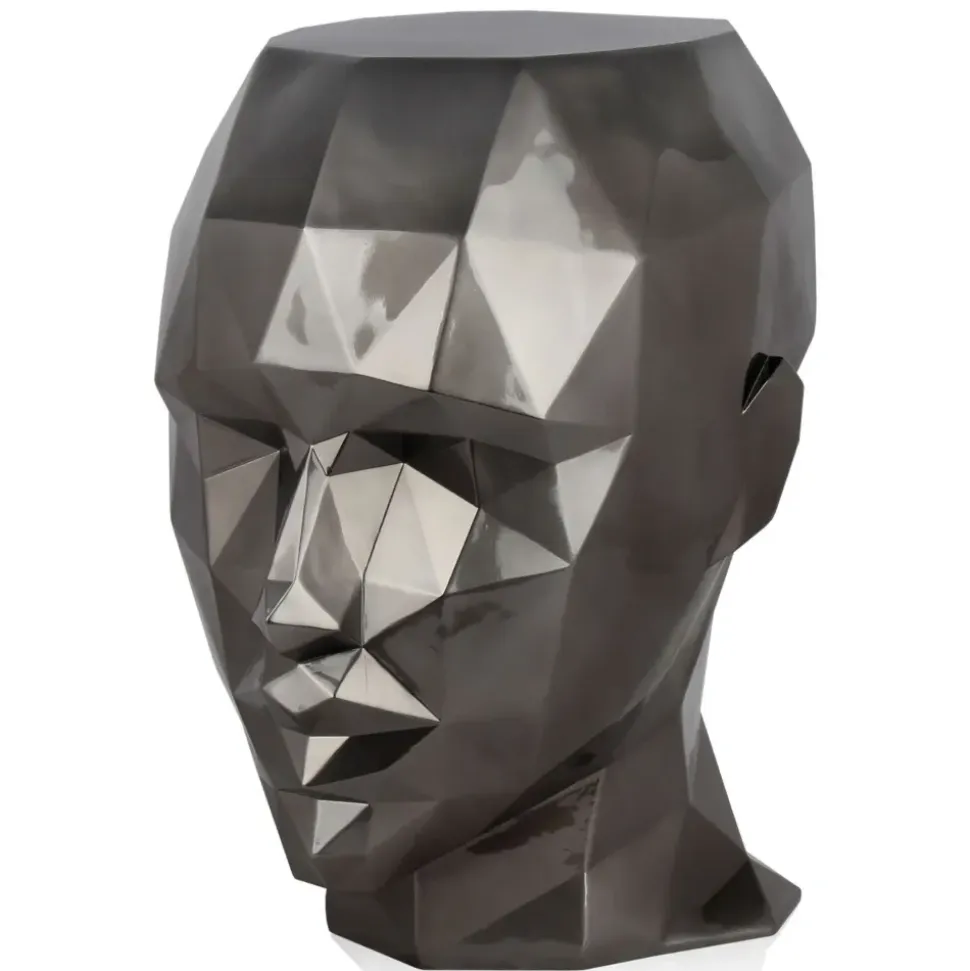 Polygon Female Head 55cm Anthracite Side Table Sculpture