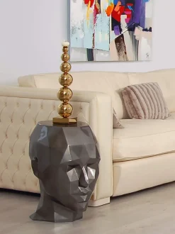 Polygon Female Head 55cm Anthracite Side Table Sculpture