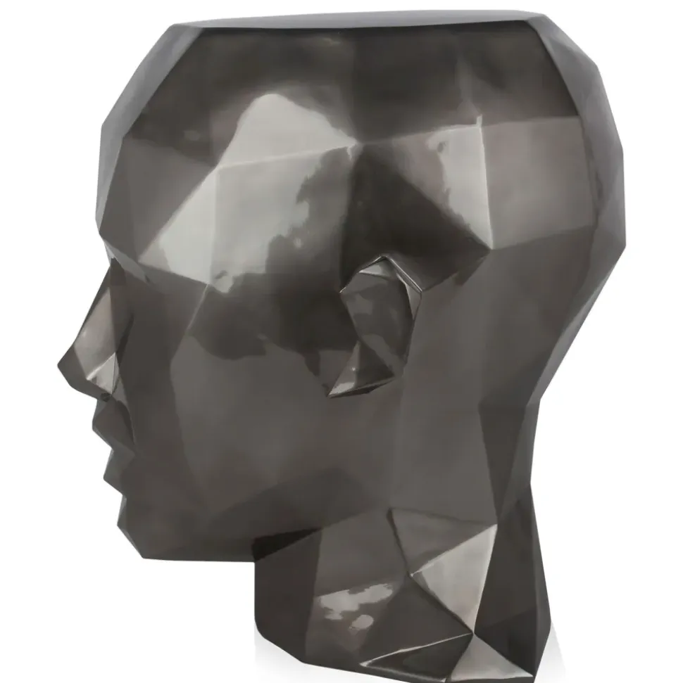 Polygon Female Head 55cm Anthracite Side Table Sculpture