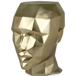 Polygon Female Head 55cm Gold Side Table Sculpture