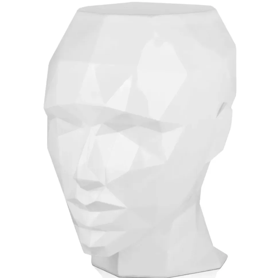Polygon Female Head 55cm White Side Table Sculpture