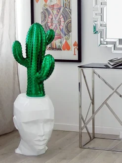 Polygon Female Head 55cm White Side Table Sculpture