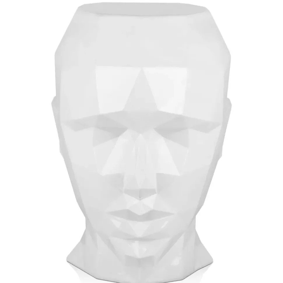 Polygon Female Head 55cm White Side Table Sculpture