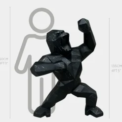 Polygon Gorilla 135cm Black Resin Indoor Sculpture