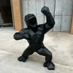 Polygon Gorilla 165cm Black Resin Indoor Sculpture