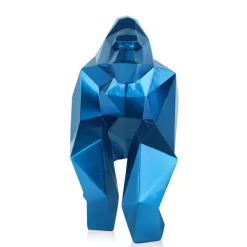 Polygon Gorilla 44cm Blue Resin Indoor Sculpture