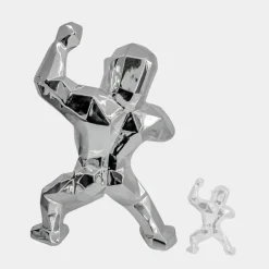 Polygon Gorilla 135cm Chrome Resin Indoor Sculpture