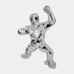 Polygon Gorilla 50cm Chrome Resin Indoor Sculpture