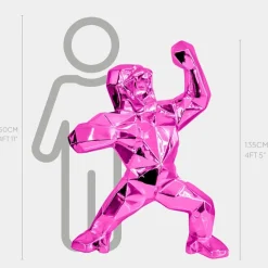 Polygon Gorilla 135cm Pink Resin Indoor Sculpture