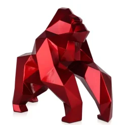 Polygon Gorilla 44cm Red Resin Indoor Sculpture