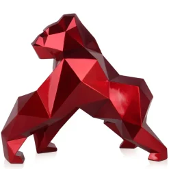 Polygon Gorilla 44cm Red Resin Indoor Sculpture