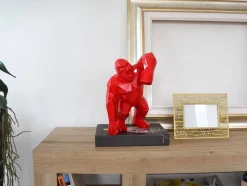 Polygon Gorilla 30cm Red Resin Indoor Sculpture