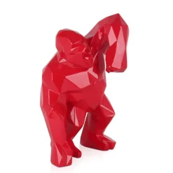 Polygon Gorilla 30cm Red Resin Indoor Sculpture