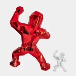 Polygon Gorilla 135cm Red Resin Indoor Sculpture