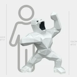 Polygon Gorilla 135cm White Resin Indoor Sculpture