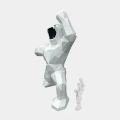 Polygon Gorilla 135cm White Resin Indoor Sculpture