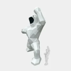 Polygon Gorilla 165cm White Resin Indoor Sculpture