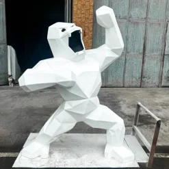 Polygon Gorilla 165cm White Resin Indoor Sculpture