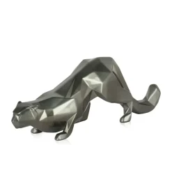 Polygon Leopard 15cm Anthracite Resin Indoor Sculpture