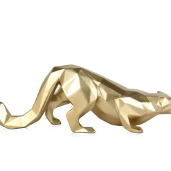 Polygon Leopard 15cm Gold Resin Indoor Sculpture