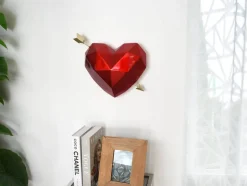 Polygon Love 31cm Red Resin Wall Sculpture