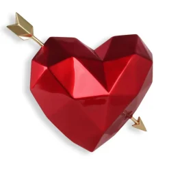 Polygon Love 31cm Red Resin Wall Sculpture