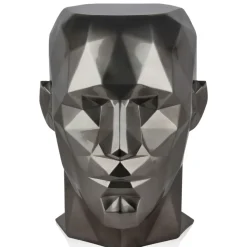 Polygon Male Head 55cm Anthracite Side Table Sculpture