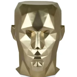 Polygon Male Head 55cm Gold Side Table Sculpture