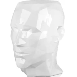 Polygon Male Head 55cm White Side Table Sculpture